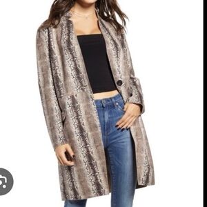 BLANK NYC Snakeskin pattern long jacket, faux suede. NWOT fits 4-8